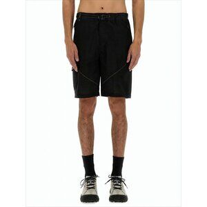 AND WANDER Mid-Thigh Length Black Shorts with Adjustable Belt